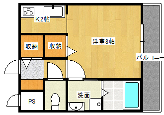 神戸市灘区篠原伯母野山町のアパートの間取り