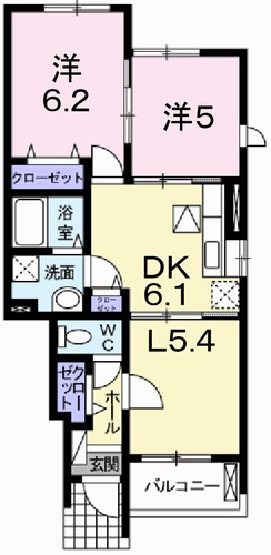 姫路市余部区下余部のアパートの間取り