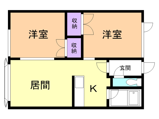 苫小牧市北栄町のアパートの間取り