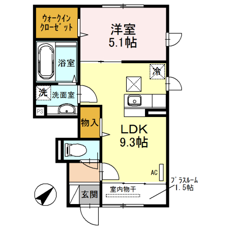 鹿児島市桜ヶ丘のアパートの間取り