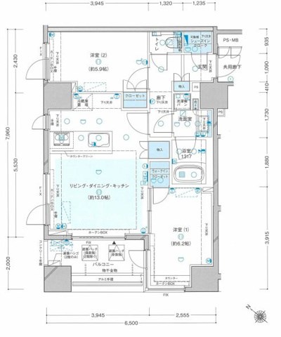 プレシス八丁堀リバーフロントの間取り