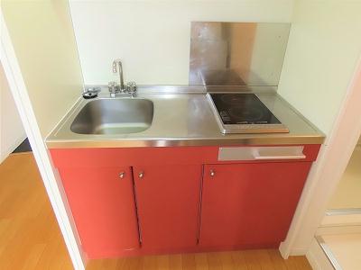 キッチン　2口の電気コンロまたはIHコンロとなります