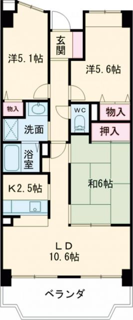 岩出市西国分のマンションの間取り