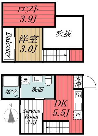 千葉市中央区東千葉のアパートの間取り