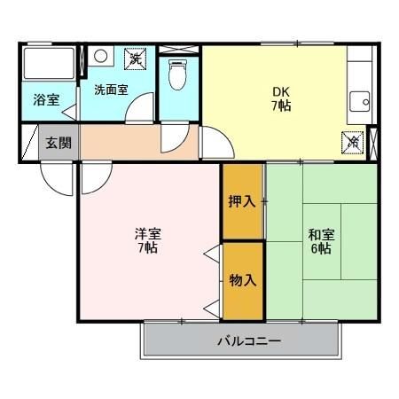 新潟市東区松園のアパートの間取り