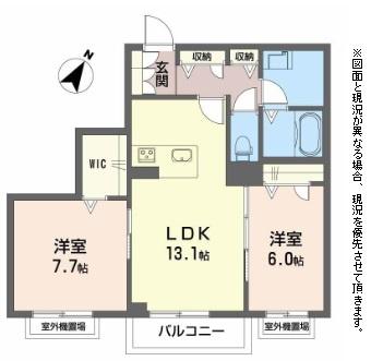 彦根市竹ケ鼻町のマンションの間取り