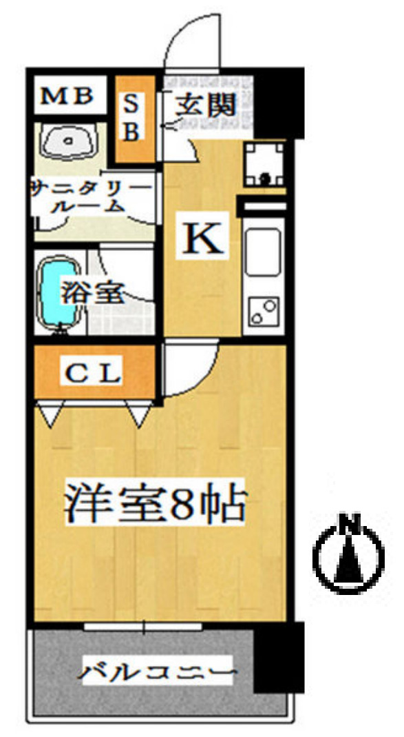 大阪市中央区東心斎橋のマンションの間取り