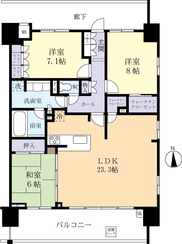 つくば市学園南のマンションの間取り