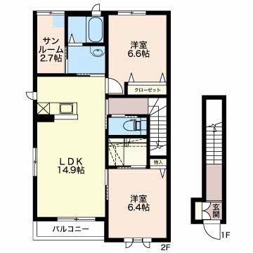 高岡市古定塚のアパートの間取り