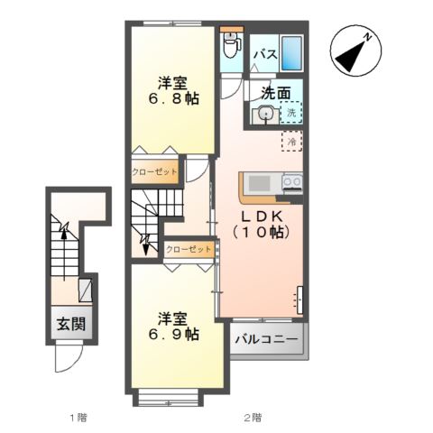 鳥取市賀露町南のアパートの間取り