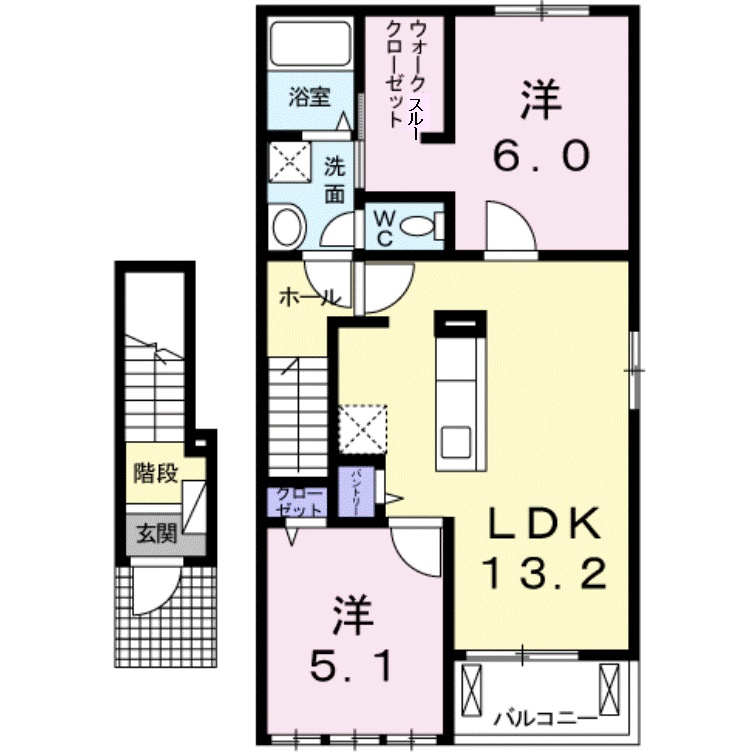 米子市陽田町のアパートの間取り