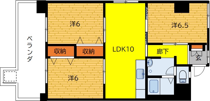 松山市宮西のマンションの間取り