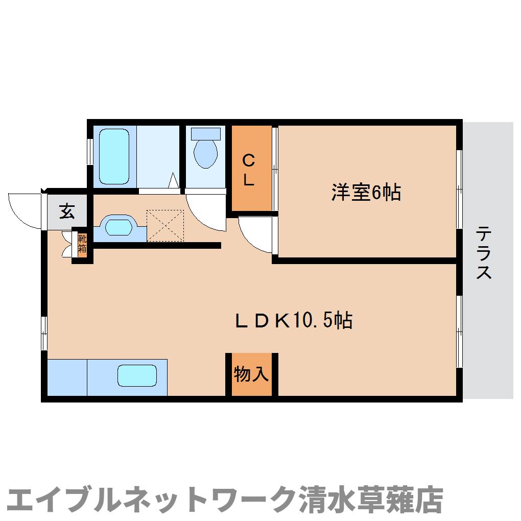 静岡市葵区瀬名のアパートの間取り