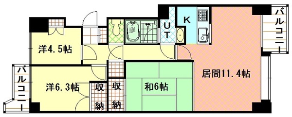 旭川市五条通のマンションの間取り