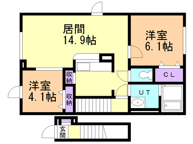 苫小牧市浜町のアパートの間取り