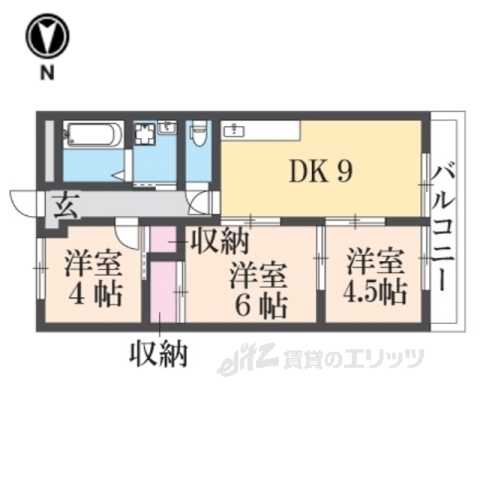 香芝市下田西のマンションの間取り