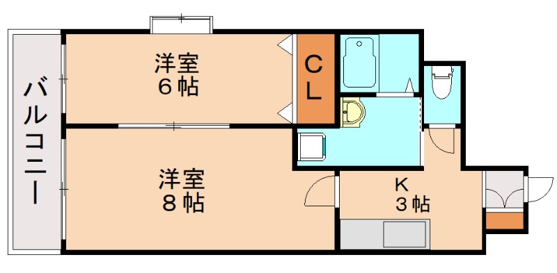 北九州市小倉北区香春口のマンションの間取り