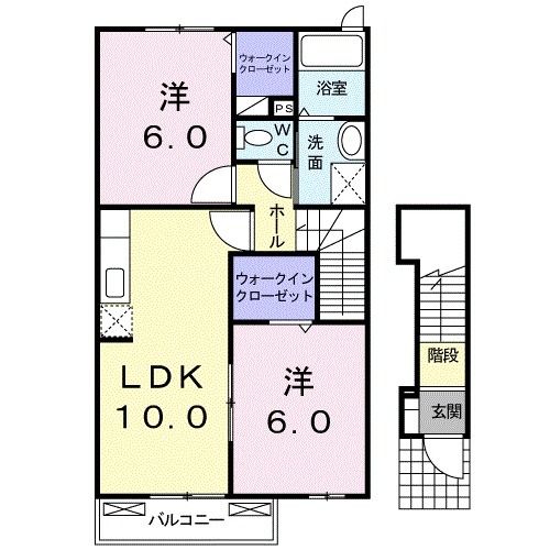 多可郡多可町中区安楽田のアパートの間取り