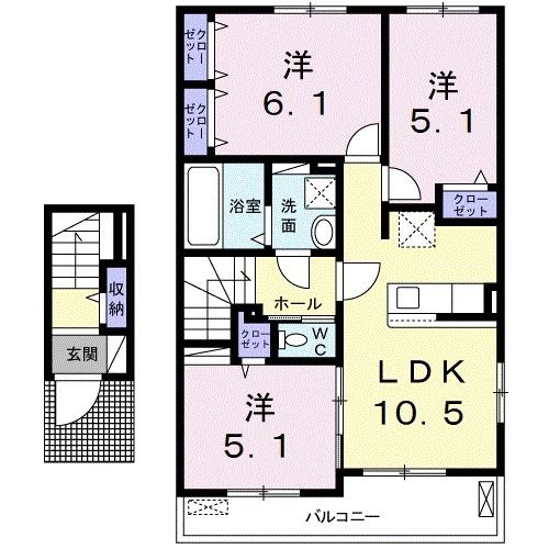 二戸市金田一のアパートの間取り