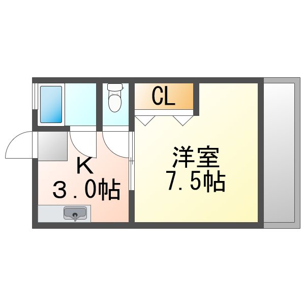 高松市春日町のアパートの間取り