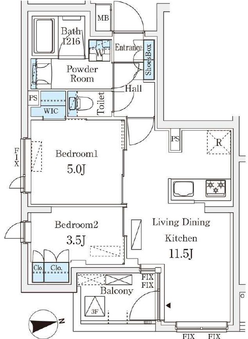 WAKABA View Apartment（若葉ビューアパートメント）の間取り