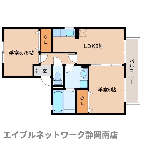 藤枝市五十海のアパートの間取り