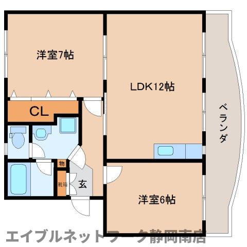 静岡市駿河区西脇のマンションの間取り