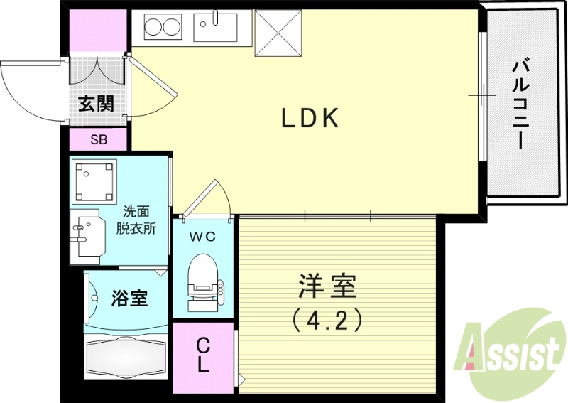 神戸市兵庫区切戸町のアパートの間取り