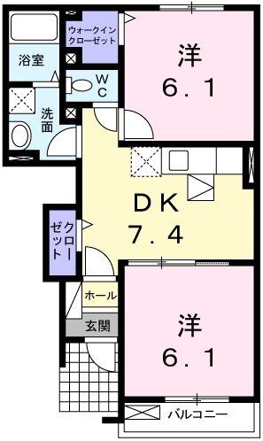 広島市安佐北区白木町大字井原のアパートの間取り