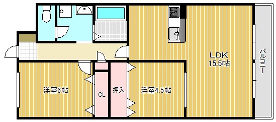 栗東市高野のマンションの間取り