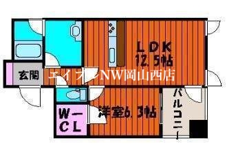 岡山市北区表町のマンションの間取り