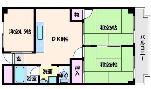 吹田市山田西のマンションの間取り