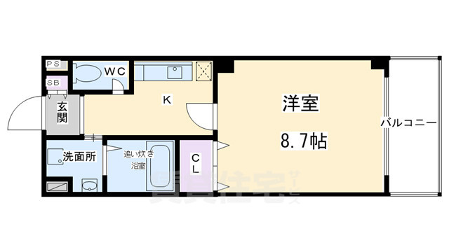 京都市左京区岩倉北池田町のマンションの間取り