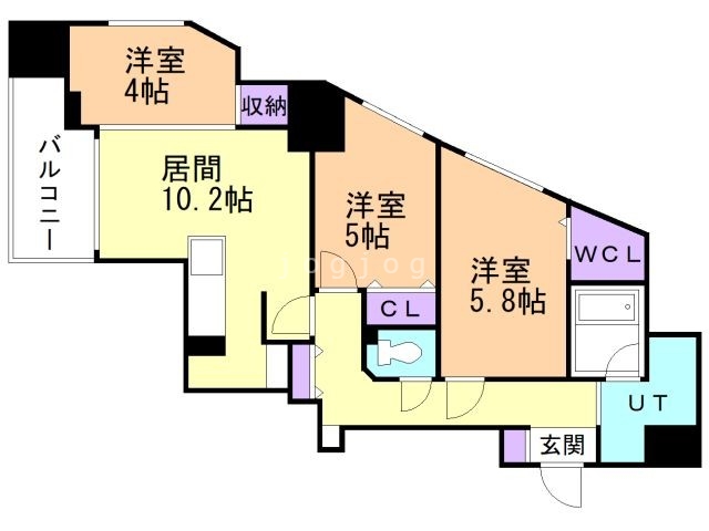 札幌市中央区南九条西のマンションの間取り