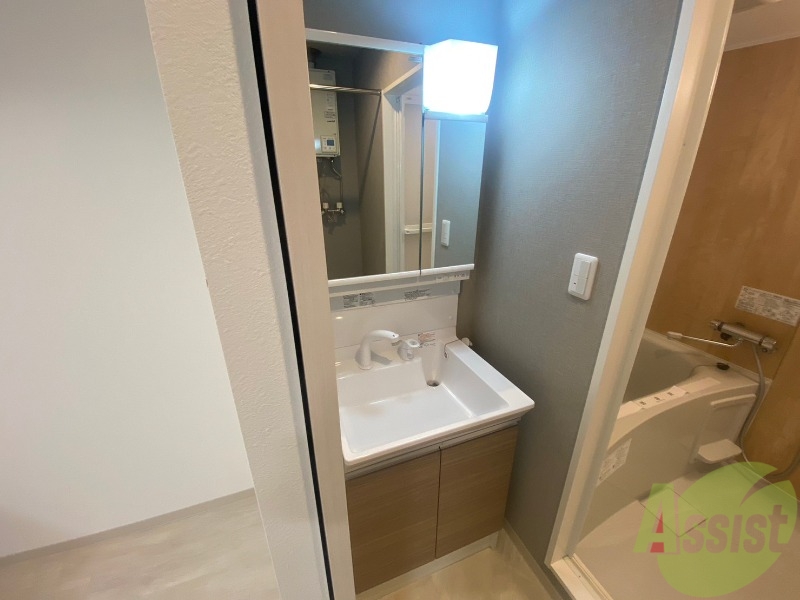 洗面設備　シャンプードレッサー。身支度はここでばっちりですね。