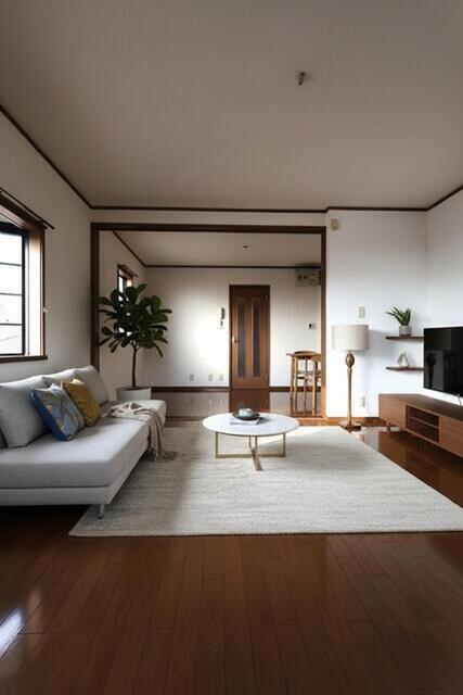 居室・リビング　※家具・家電・備品等はＡＩ画像生成により配置例を示したもので