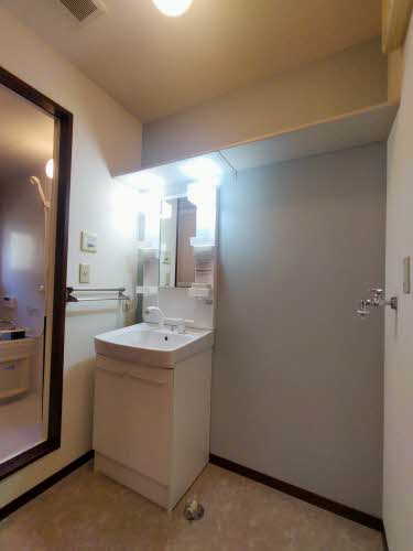 洗面設備　スペースが確保できる洗面所です