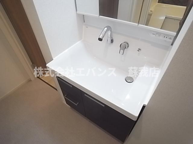 洗面設備　2025年完成したA棟の写真になります。