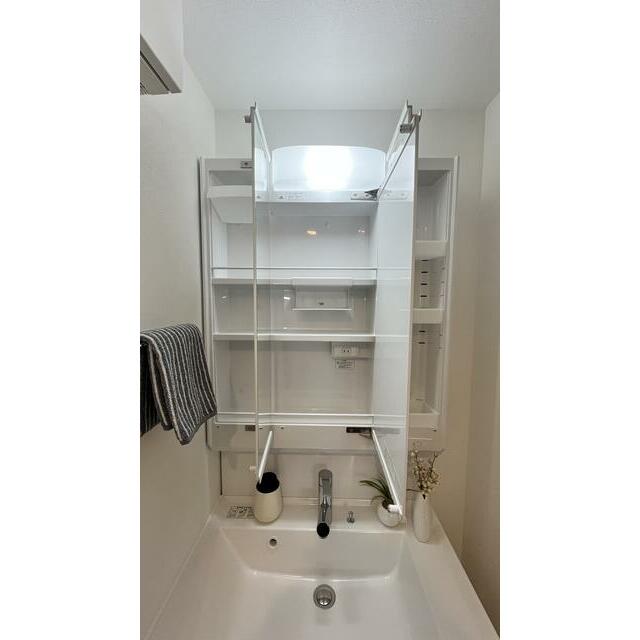 洗面設備　室内写真にある家具・小物は入居時に撤去いたします。