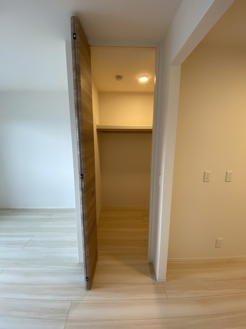 収納　奥行きのある収納はライト付きです