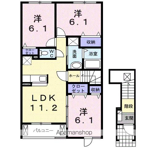 名鉄三河線 北新川駅 徒歩7分 2階建 築19年の間取り写真