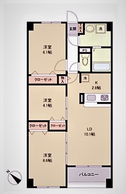 東急田園都市線 田奈駅 徒歩7分 5階建 築25年の間取り写真