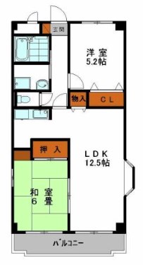 姫路市飾磨区矢倉町のマンションの間取り