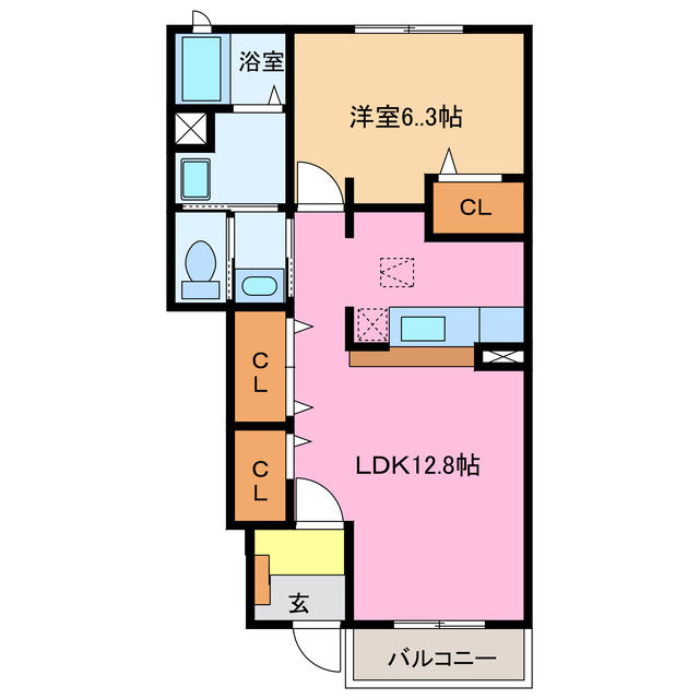 松阪市久米町のアパートの間取り