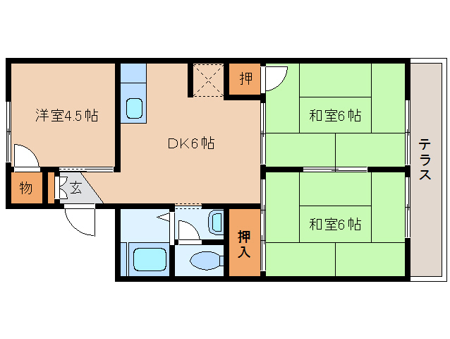 大和高田市大字市場のアパートの間取り