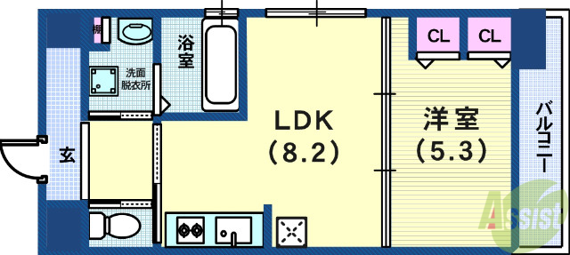 神戸市中央区磯辺通のマンションの間取り