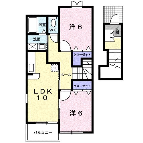 松阪市中道町のアパートの間取り