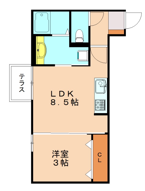 北九州市門司区松原のアパートの間取り