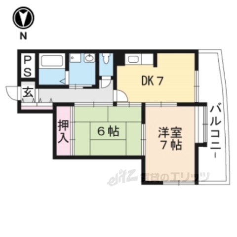 亀岡市篠町馬堀のマンションの間取り