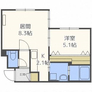 札幌市東区北十六条東のマンションの間取り